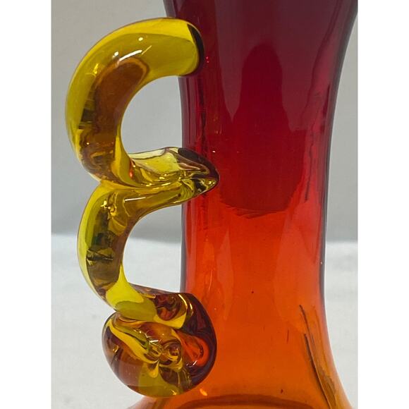 VTG Rainbow Art Glass Huntington West Virginia Tangerine/Amberina Pitcher 1966 - Picture 8 of 12